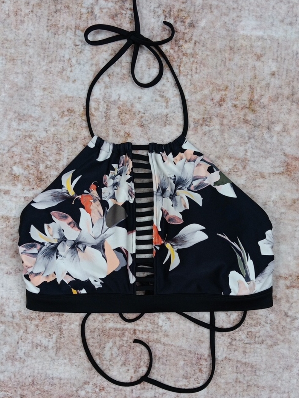 Athleta Halter Bikini Swim Top Size Medium Floral Print